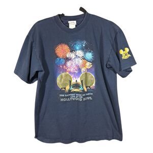 Disney Hollywood Bowl 2005 T-Shirt Blue Medium Fireworks Mickey Mouse Disneyland